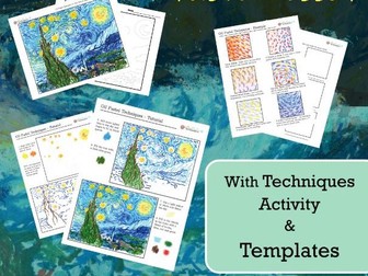 Van Gogh Starry Night - Oil Pastel Art Lesson - Art Elements Color Texture