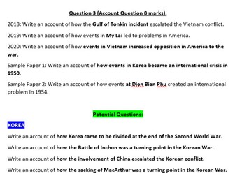 AQA GCSE History Exam Potential Questions - Conflict and tension in Asia, 1950–1975