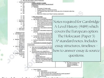 Cambridge A-Level History (9489) Paper 3: The Holocaust Notes