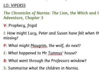 Narnia chapter 3 Lucy's Adventure VIPERS reading comp