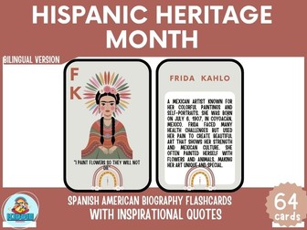 Hispanic Heritage Month Flashcards | Famous Hispanic & Latino Figures | English Spanish