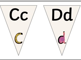 Upper and Lower case Alphabet Bunting with RWI alphabet