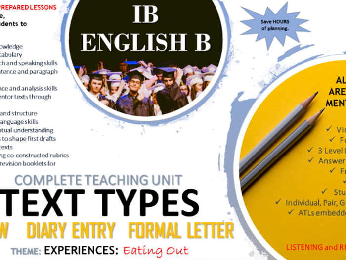 IB ENGLISH B TEXT TYPE TEACHING UNIT: FORMAL LETTER By ContentedBeing ...