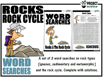 Rocks and The Rock Cycle Word Searches
