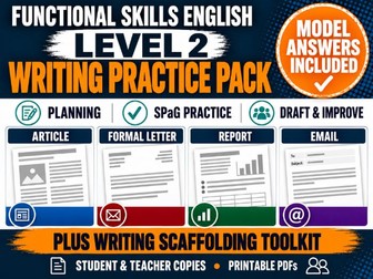 Functional Skills English Level 2 Writing Pack – 4 Writing Booklets & Scaffolding Toolkit