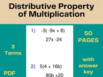 Distributive Property of Multiplication Activities - Practice Worksheets-Pre-Alg