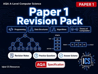 AQA A-Level Computer Science Paper 1 (7517/1) Complete Revision Pack — Lesson Notes, Worksheets, Hom