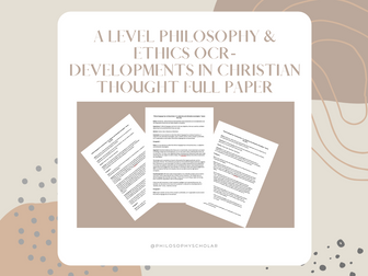 Developments in Christian Thought FULL PAPER Essay Plans OCR