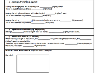 Year 4 Sound - Pitch Explanation Sheets