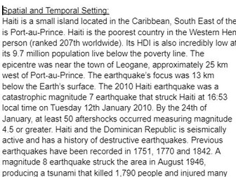 Haiti - Earthquake Case Study AQA A Level Geography Hazards