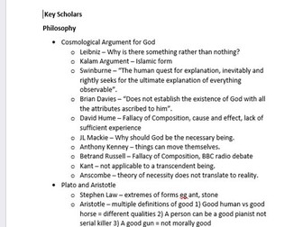 OCR Religious Studies Bundle: Key Scholar Sheet and essays for Philosophy, Ethics, and Buddhism.