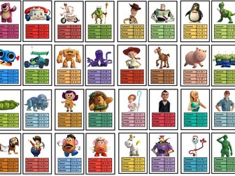 15 & 16 Timestables Toy Story Top Trumps Cards