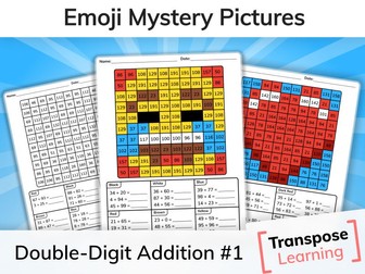 Emoji Double Digit Addition Mystery Pictures (Pt 1)