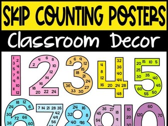 Skip Counting Posters - Large Number Display | Rainbow Brights Classroom Decor