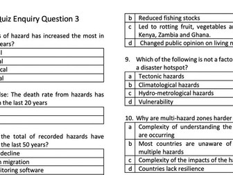 A Level Geography EQ2 Tectonic Content Questions