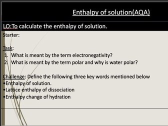 Enthalpy of Solution-Oxford AQA/AQA