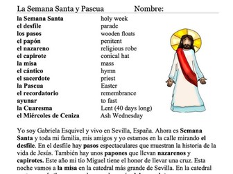 Semana Santa y Pascua Lectura ~ Holy Week and Easter Spanish Reading