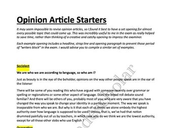 A* Opinion Article Openings A-Level English Language