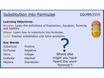 Algebra 12/31 Substitution into Formulae