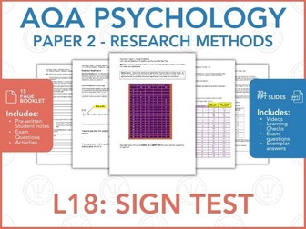 L18: Sign Test - Research Methods - AQA Psychology