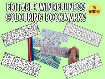 Editable Mindfulness Colouring Bookmarks Mental Health Awareness