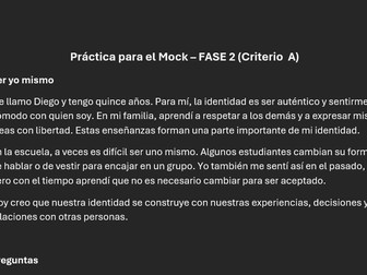 Spanish Reading Practice - Identidades MYP / GCSE