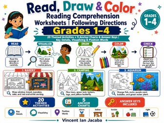 Reading Comprehension & Following Directions Worksheets Grades 1–4 | Read, Draw & Color
