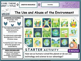 Use and abuse of the Environment - Religious Education Lesson
