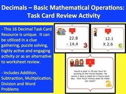 Decimals - Four Basic Operations Task Card REVIEW GAME - {Common Core}