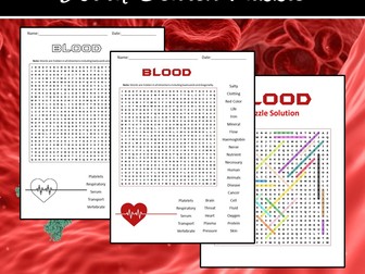 Blood Word Search Puzzle