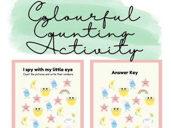 Colourful Counting Worksheet | I Spy With My Little Eye Activity Nursery, EYFS, Early Years, KS1