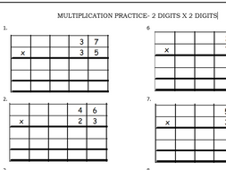 long multiplication worksheet teaching resources