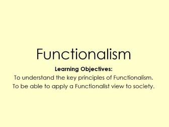AQA A Level Sociology - Theory & Methods - Introduction to Functionalism