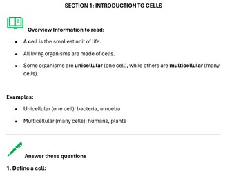 GCSE Combined Science Biology - Cell Structure
