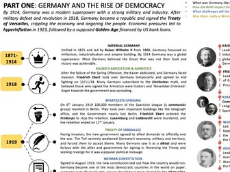 GCSE History Germany Knowledge Organiser AQA Topic One