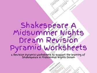 Shakespeare A Midsummer Nights Dream Revision Pyramid Worksheets