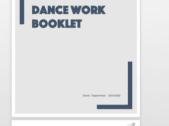 Year 7/ Year 8  Dance Workbook