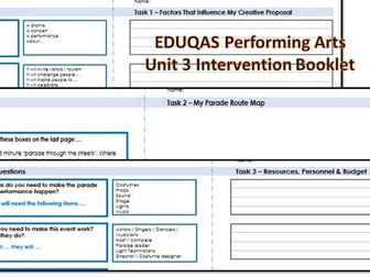 Eduqas Performing Arts Unit 3 Intervention Student Workbook (2026)  A3 Scaffolded Student Support