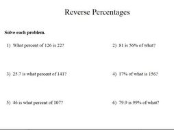 gcse maths revision reverse percentages worksheet by gcse maths revision reverse percentages worksheet by theeducationspecialist teaching resources tes