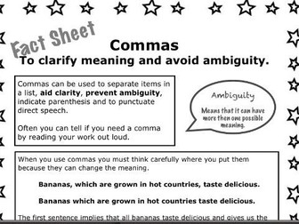 Use of commas to clarify meaning and avoid ambiguity Year 5 SPAG