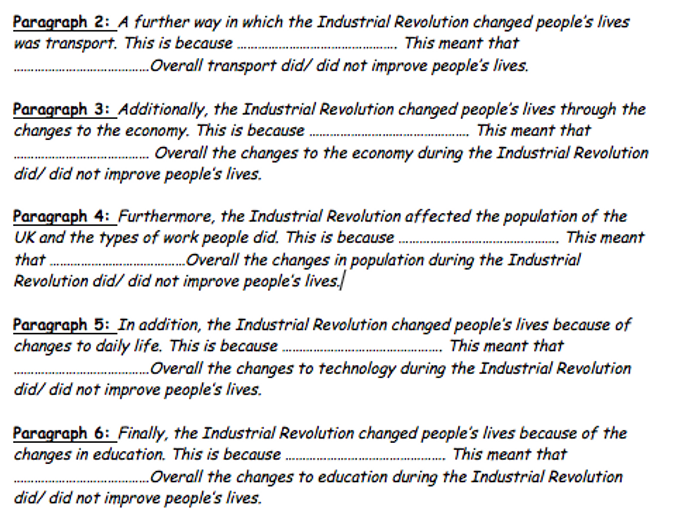 Industrial revolution changes essay