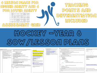 Year 8 Hockey schemes of work / Lesson plans (with resources included)