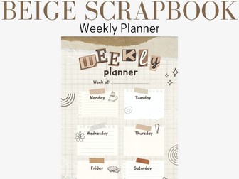 Beige Scrapbooking Weekly Planner For Teachers and Students, Printable digital download