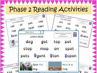 Phase 2 Letters and Sounds Segmenting and Blending Quick Reading Activities