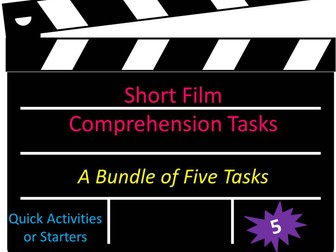 Short Film Comprehension Tasks Bundle Quick Activities or Starters Highly Engaging SEMH