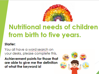 NEW SPEC Nutritional Needs From 0-5 years