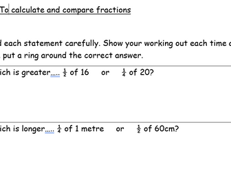 calculate and compare fractions