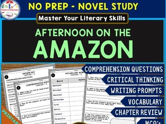 AFTERNOON ON THE AMAZON Comprehension, Critical Thinking, Vocab, MCQs, True or False, Writing Prom