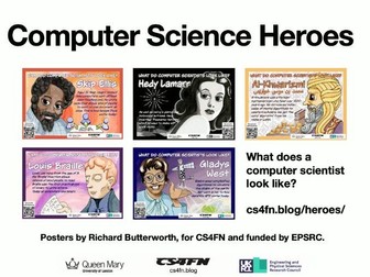 Computer Science Heroes - primary posters for printing or digital displays