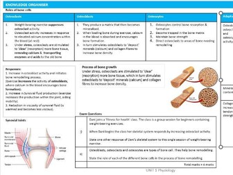 BTEC SES Unit 1: Physiology Knowledge Organisers for ALL topics.